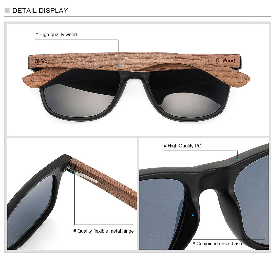 HD Polarized UV400 Full Glare Barrier Natural Wooden Anti-Impact Sunglasses - Image 8