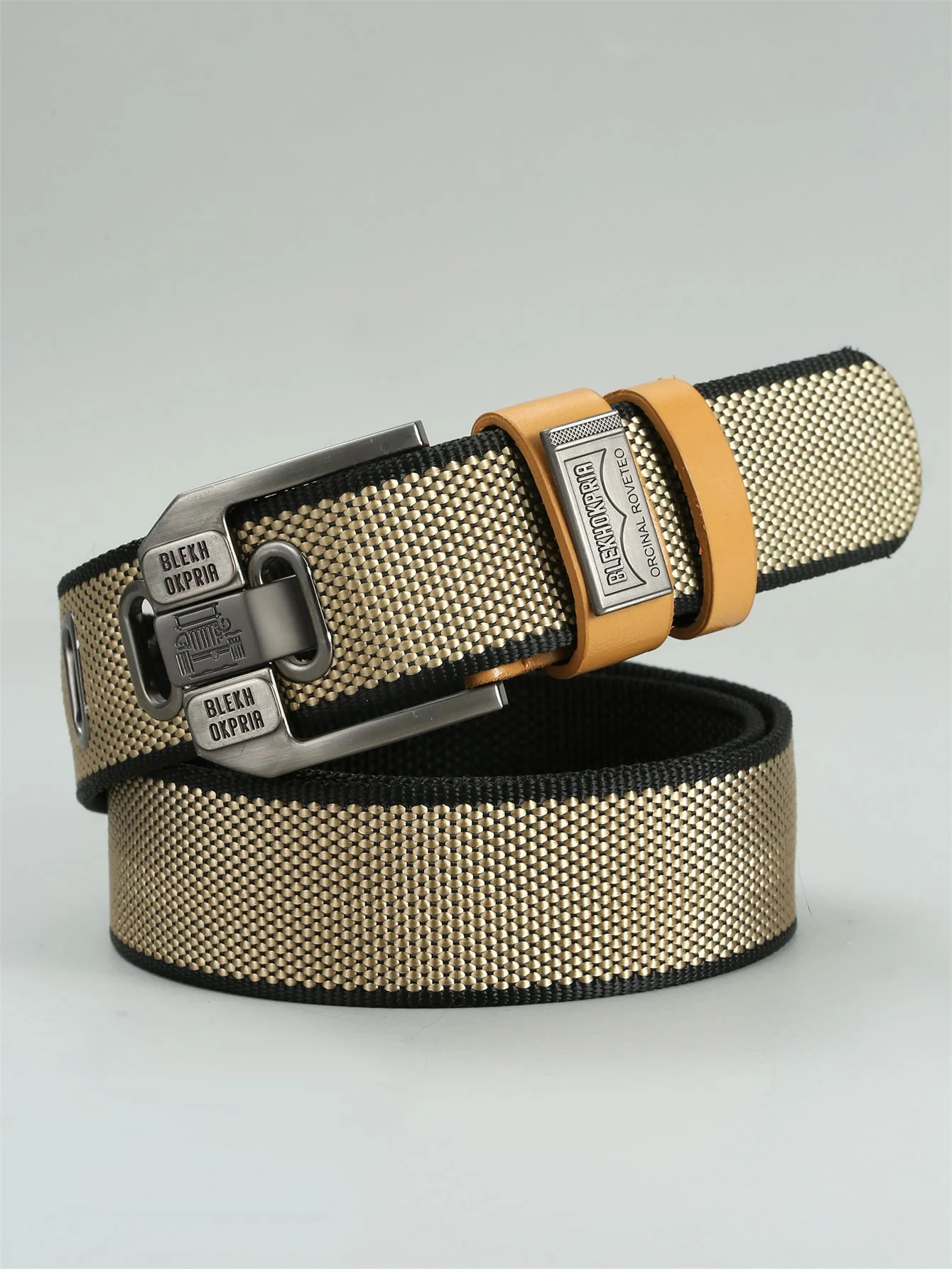 Urban Scale Metal-Like “Fish Scale” Texture Pin Buckle Canvas Belt - Image 10