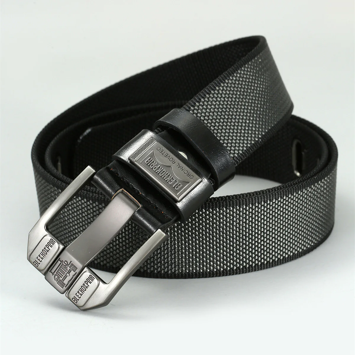 Urban Scale Metal-Like “Fish Scale” Texture Pin Buckle Canvas Belt - Image 2