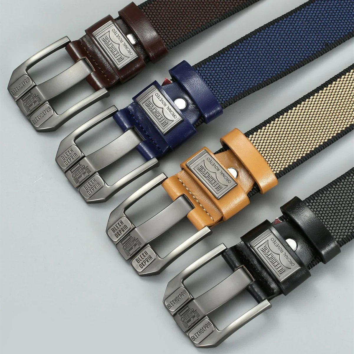 Urban Scale Metal-Like “Fish Scale” Texture Pin Buckle Canvas Belt - Image 3