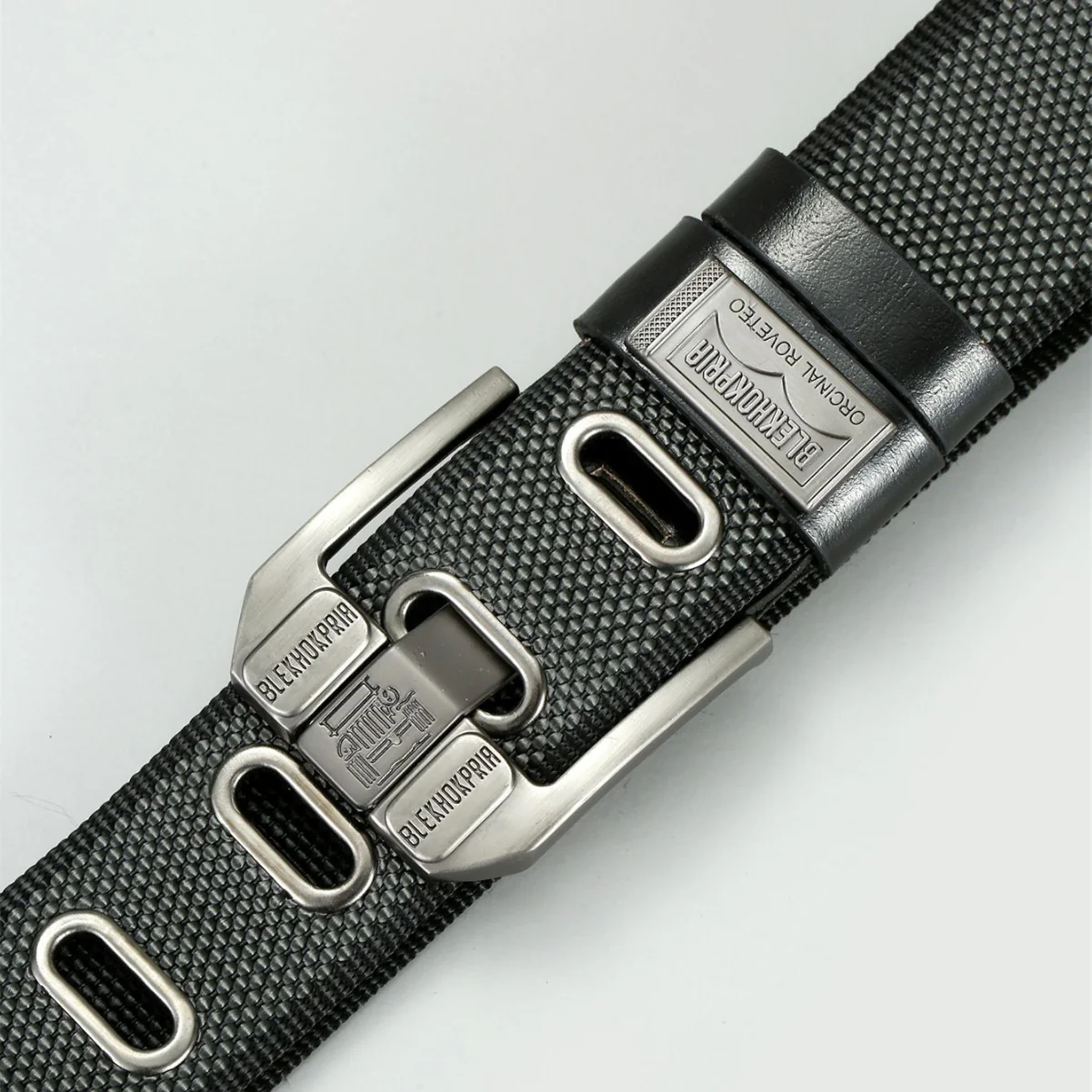 Urban Scale Metal-Like “Fish Scale” Texture Pin Buckle Canvas Belt - Image 4