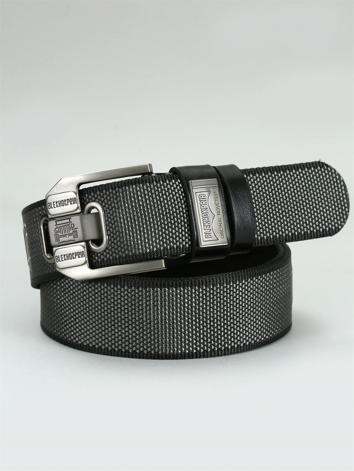 Urban Scale Metal-Like “Fish Scale” Texture Pin Buckle Canvas Belt - Image 7