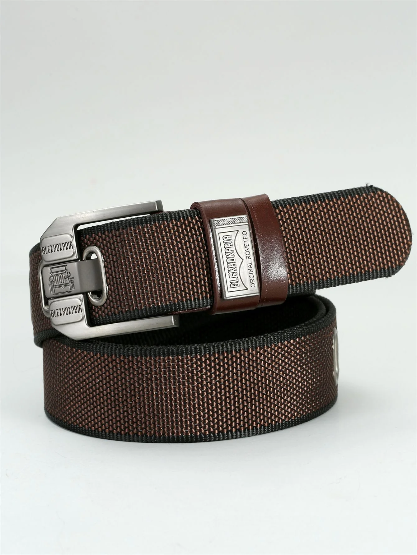 Urban Scale Metal-Like “Fish Scale” Texture Pin Buckle Canvas Belt - Image 9