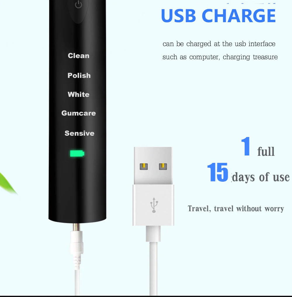Powerful Ultrasonic Toothbrush (USB Rechargeable) - Image 4