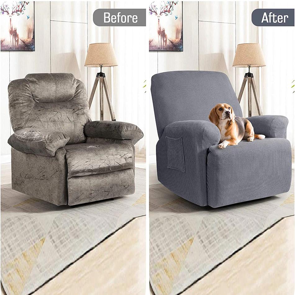 Split Design Recliner Chair Stretchy Cover - Image 2
