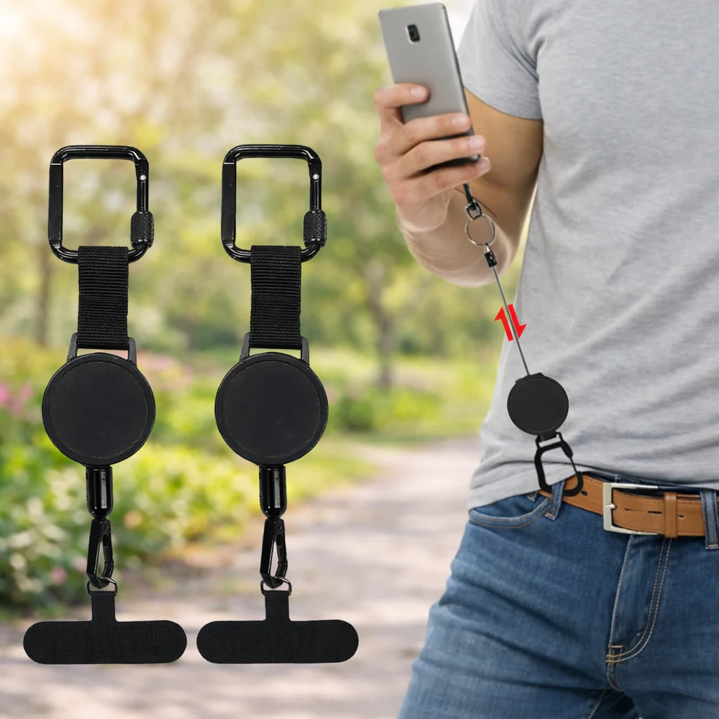DropGuard Retractable Anti-Drop & Loss Carabiner Clip Attachment Phone Holder