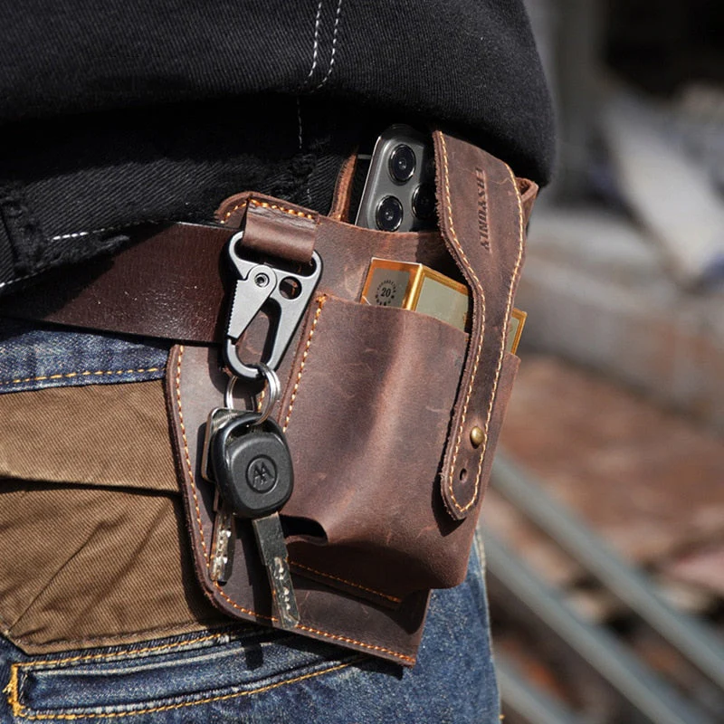 Leather Retro EDC Organizer Waist-Bag for Men - Image 15