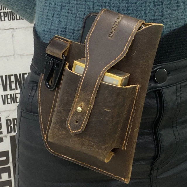 Leather Retro EDC Organizer Waist-Bag for Men - Image 17