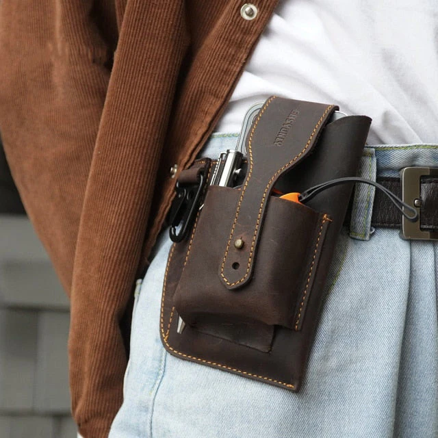 Leather Retro EDC Organizer Waist-Bag for Men - Image 2