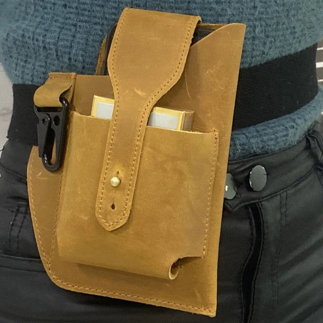Leather Retro EDC Organizer Waist-Bag for Men - Image 29