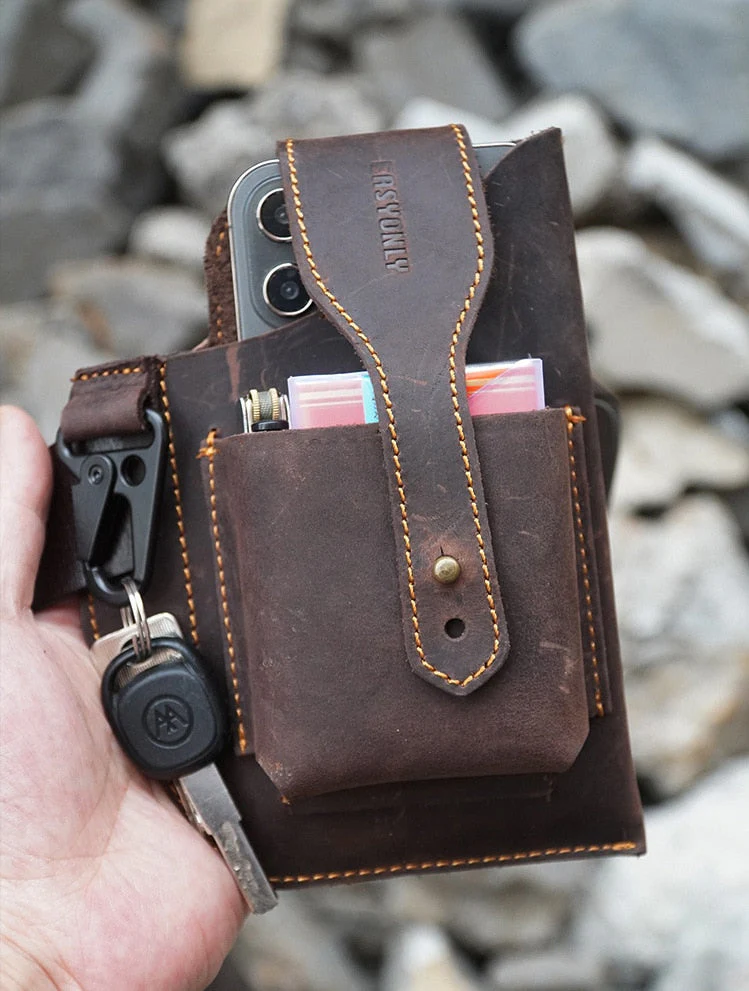 Leather Retro EDC Organizer Waist-Bag for Men - Image 35