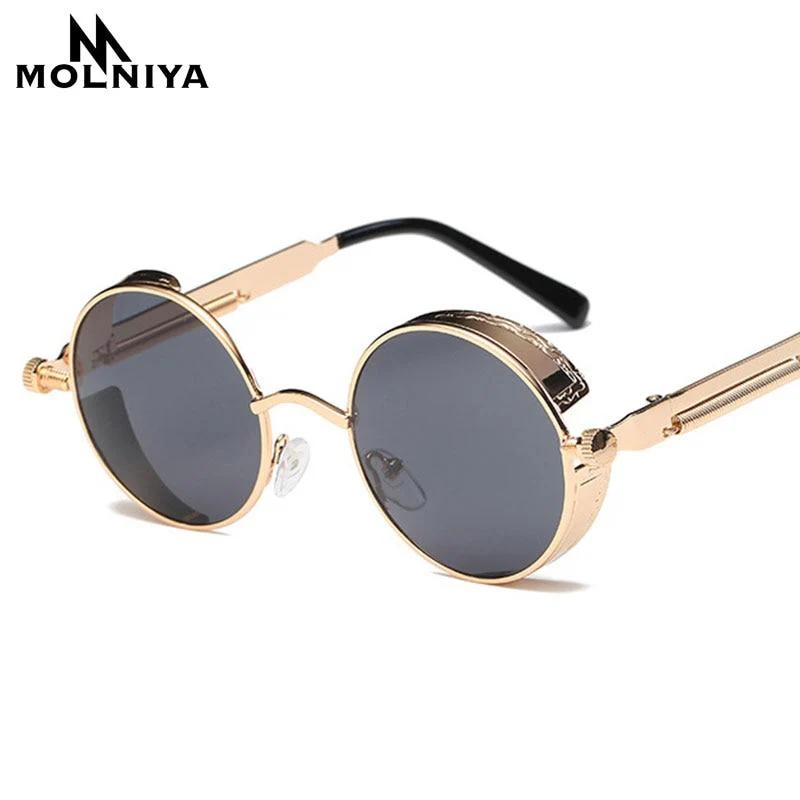 Retro Circular Unisex Steampunk Polarized Sunglasses - Image 2