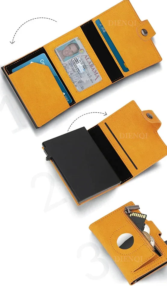 Maximum Carry RFID AirTag Wallet – Pop-Up Cards, Cash Compartment & Coin Pocket - Image 17