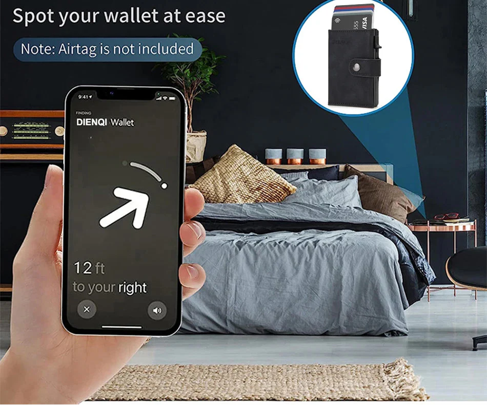 Maximum Carry RFID AirTag Wallet – Pop-Up Cards, Cash Compartment & Coin Pocket - Image 3