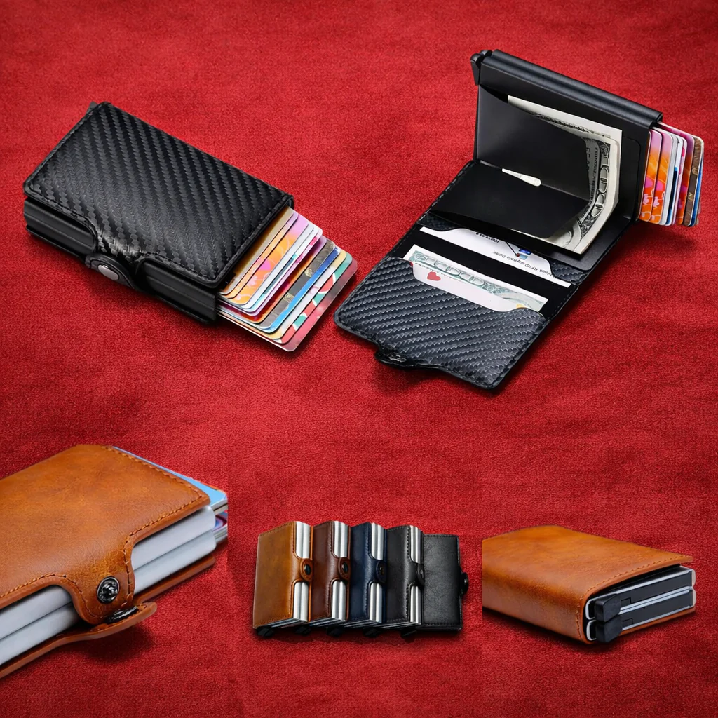 DoubleDeck 14 Cards Quick Pop-Up Access RFID Protection Mini Wallet