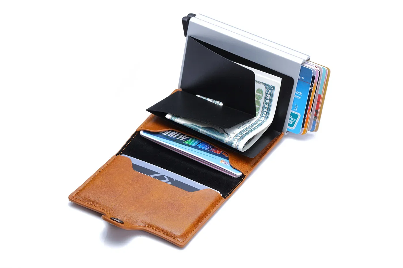 DoubleDeck 14 Cards Quick Pop-Up Access RFID Protection Mini Wallet - Image 14
