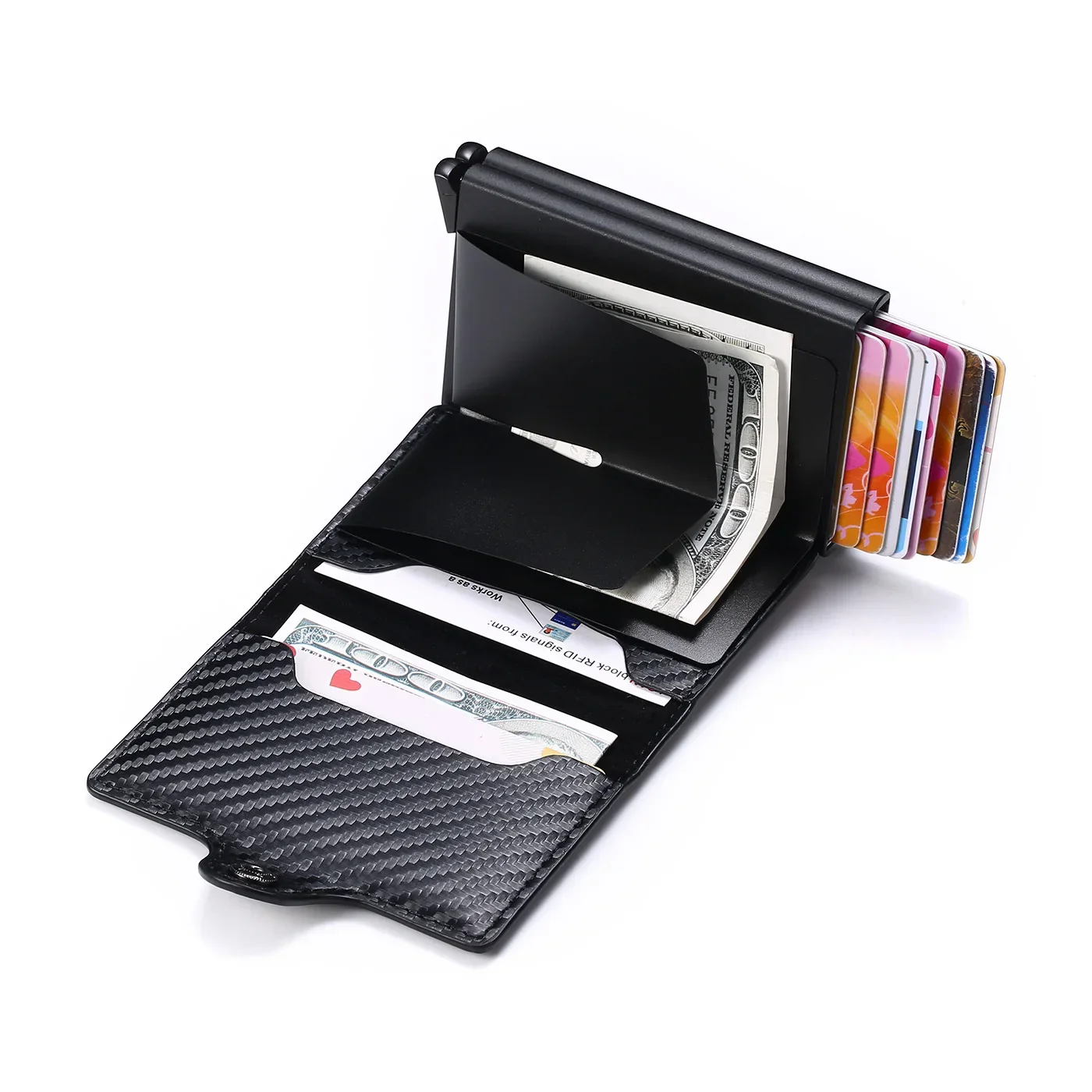 DoubleDeck 14 Cards Quick Pop-Up Access RFID Protection Mini Wallet - Image 19