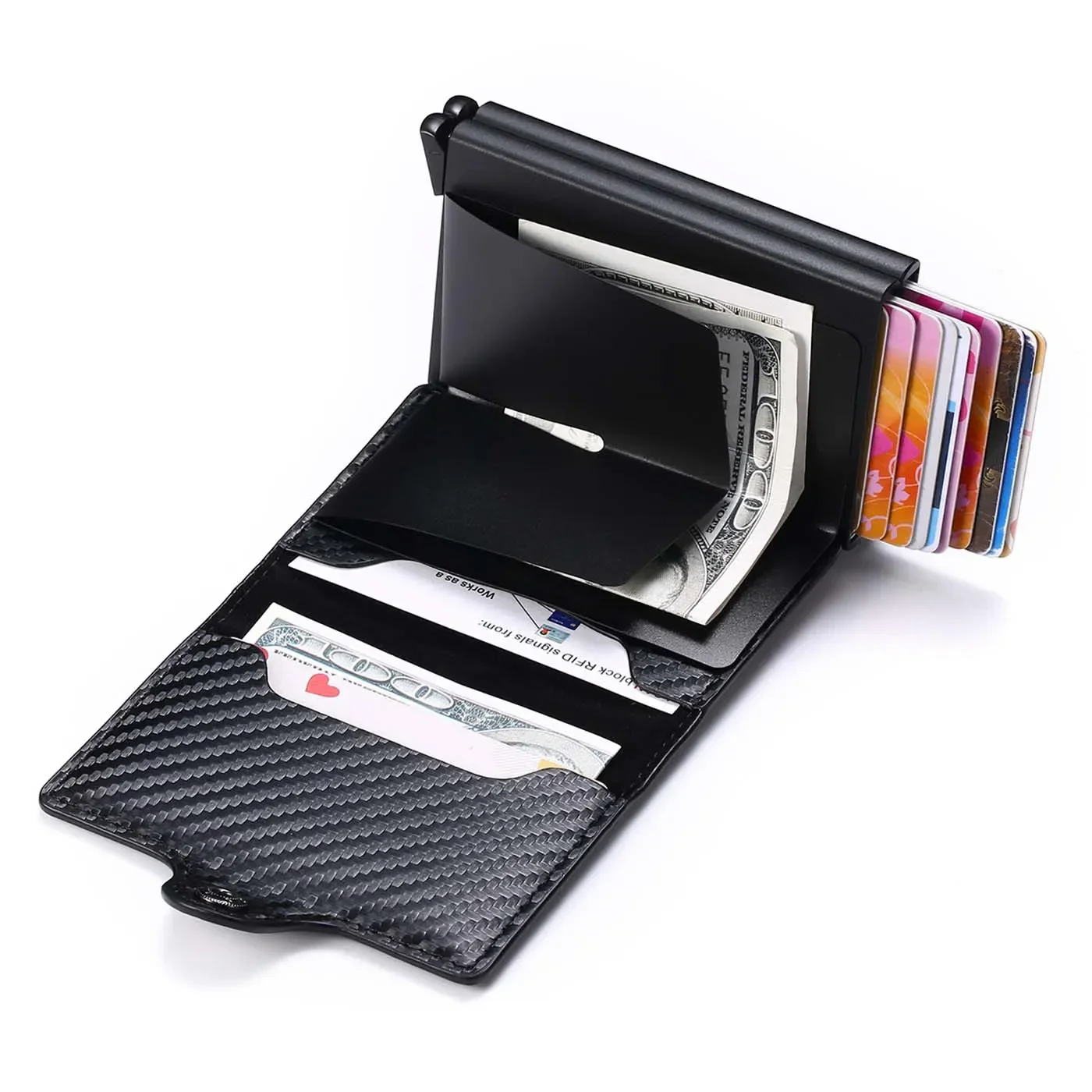 DoubleDeck 14 Cards Quick Pop-Up Access RFID Protection Mini Wallet - Image 3