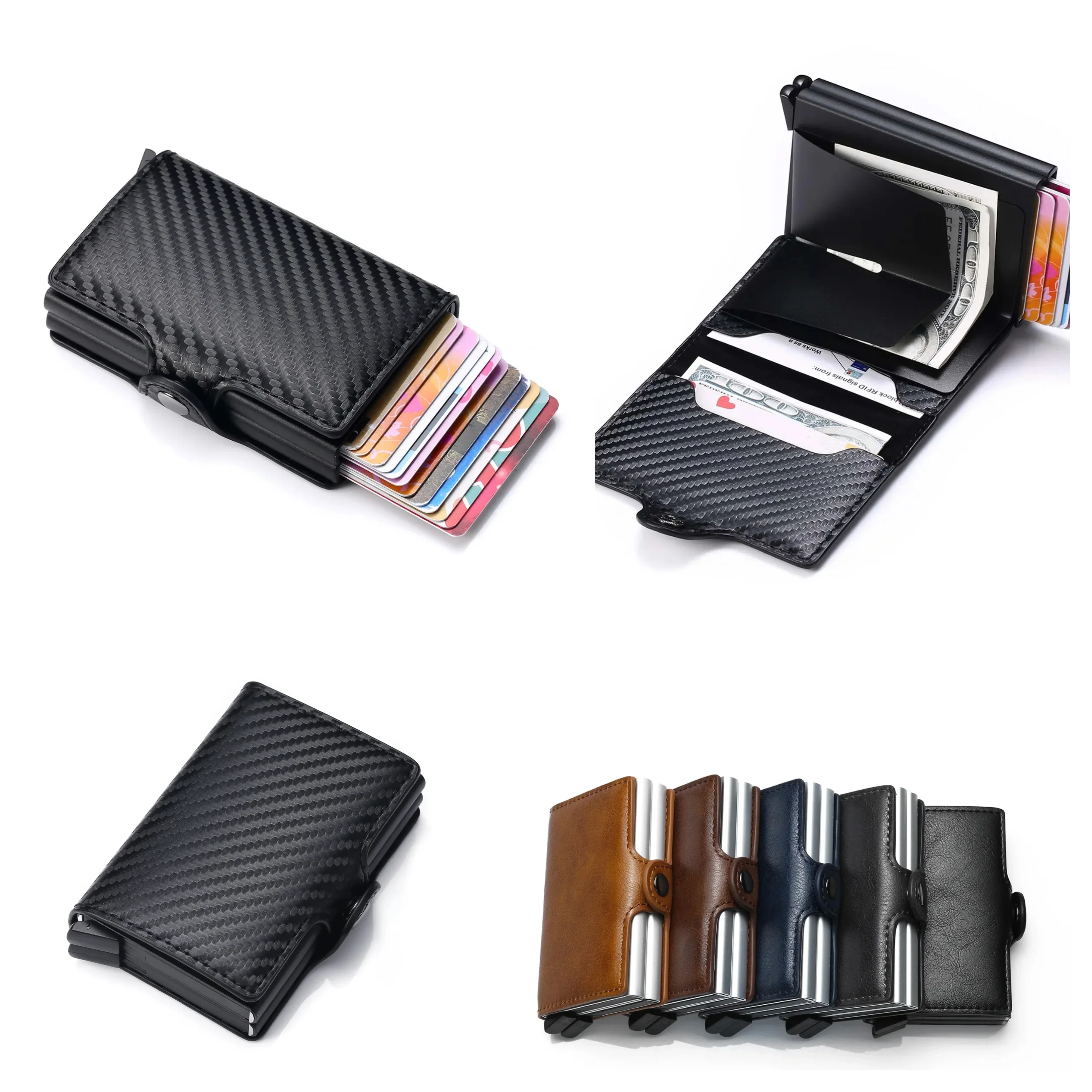 DoubleDeck 14 Cards Quick Pop-Up Access RFID Protection Mini Wallet - Image 33