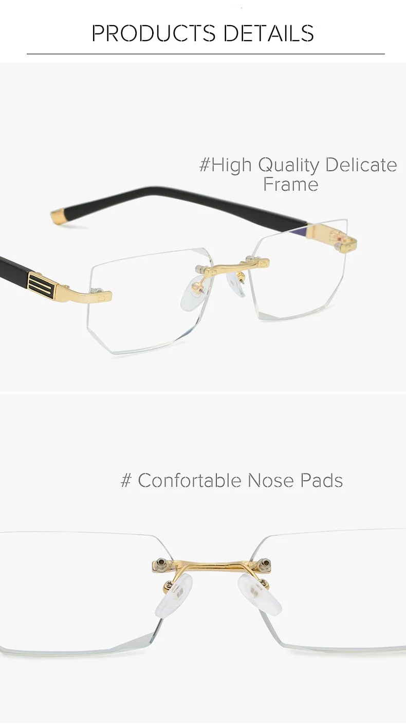 Rimless Anti Blue Light Diamond Cut Reading Glasses - Image 4