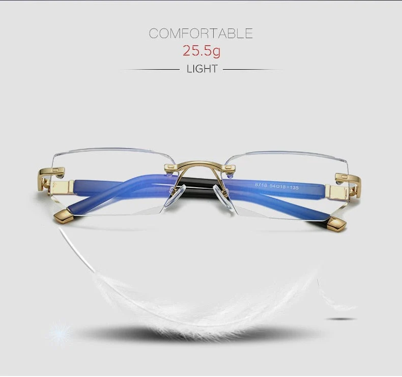 Rimless Anti Blue Light Diamond Cut Reading Glasses - Image 6