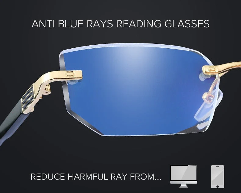 Rimless Anti Blue Light Diamond Cut Reading Glasses - Image 8