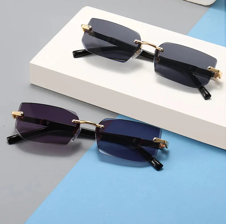 Modern Slim Rimless Impact-Resistant UV400 Lightweight Sunglasses - Image 2