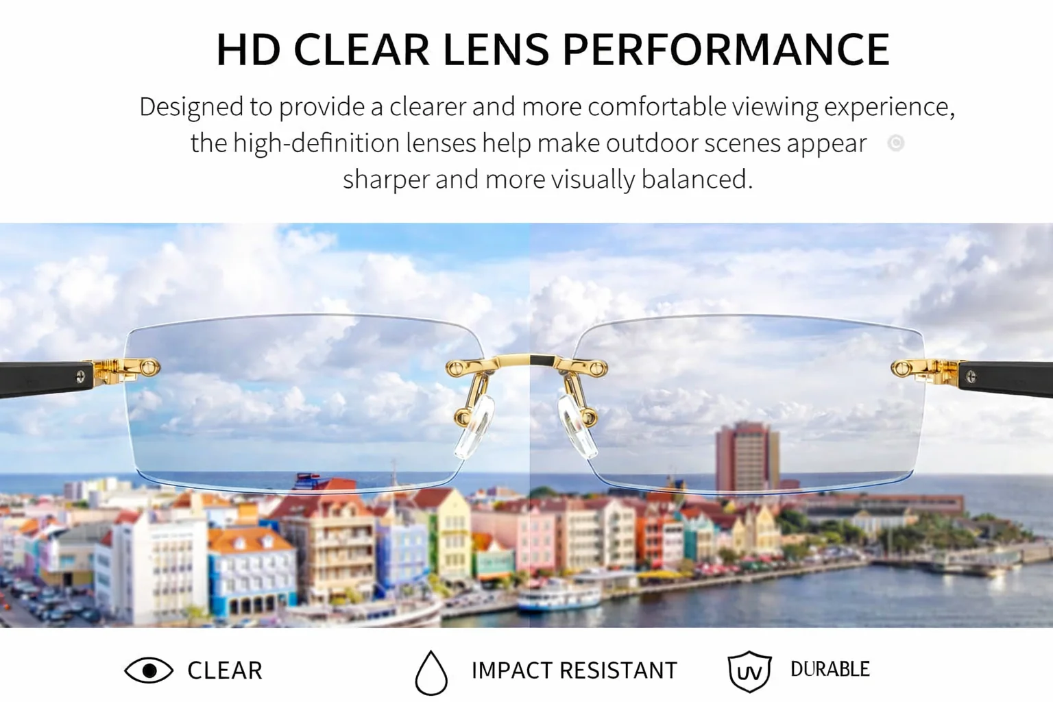 Modern Slim Rimless Impact-Resistant UV400 Lightweight Sunglasses - Image 23