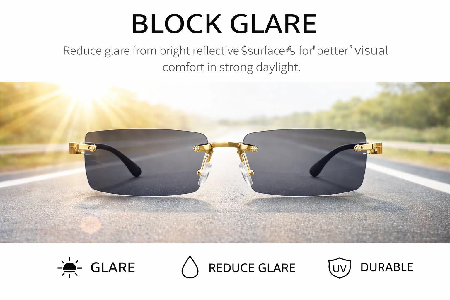 Modern Slim Rimless Impact-Resistant UV400 Lightweight Sunglasses - Image 24