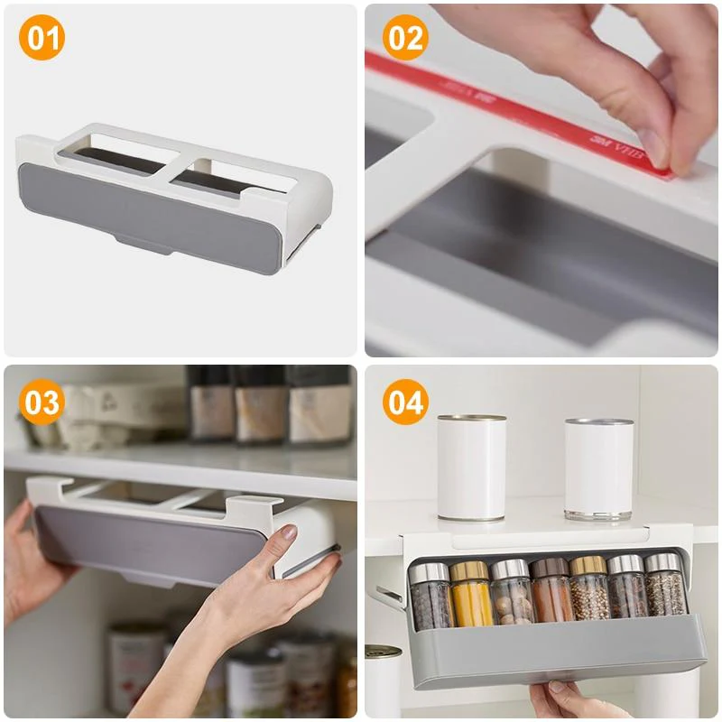 Self-adhesive Hidden Spice Organizer Drawer - Image 6