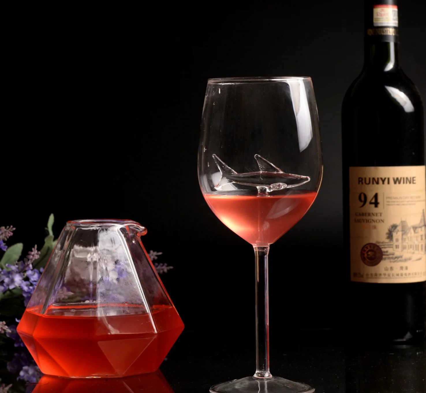 SHARK RED WINE GOBLET (Handmade)**2pcs** - Image 6