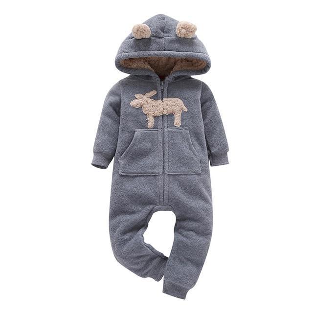 Winter long sleeve romper With Teddy Bear Eears - Image 2