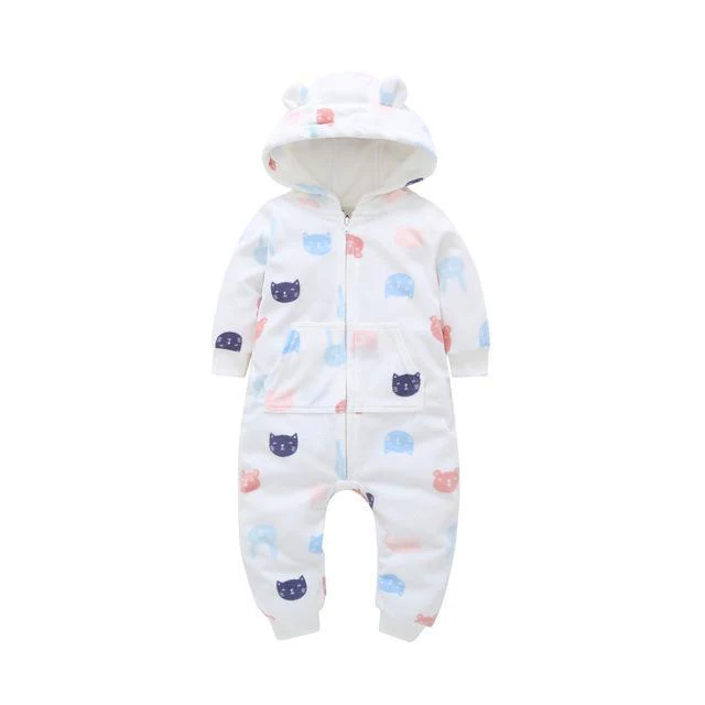 Winter long sleeve romper With Teddy Bear Eears - Image 21