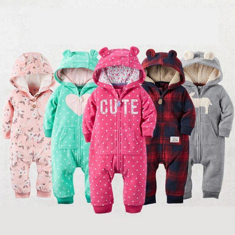 Winter long sleeve romper With Teddy Bear Eears - Image 30