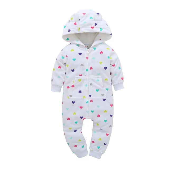 Winter long sleeve romper With Teddy Bear Eears - Image 4