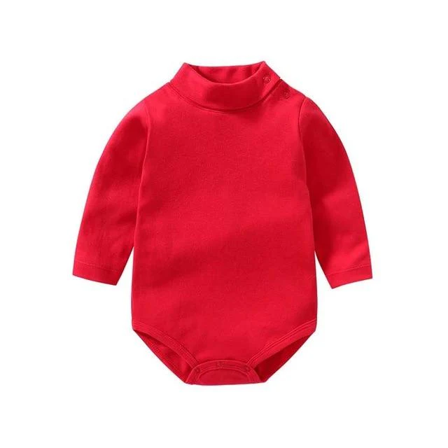 100% cotton Baby Bodysuit With long Sleevs And Turtle Neck - Image 2