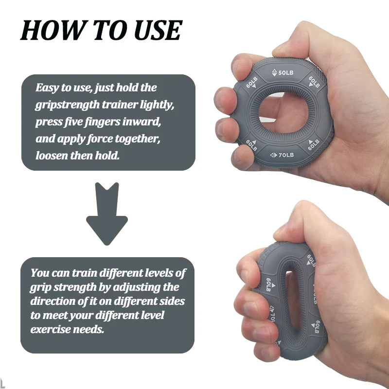 Senior-Friendly Therapy & Pain Relief 5 in 1 Adjustable 20-90LB Exercise Hand Gripper - Image 5