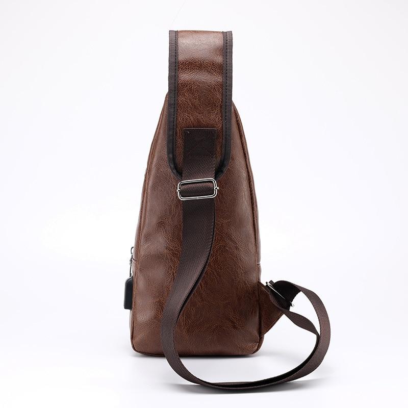 Single-Strap Leather Sling Bag with USB Port - Image 4