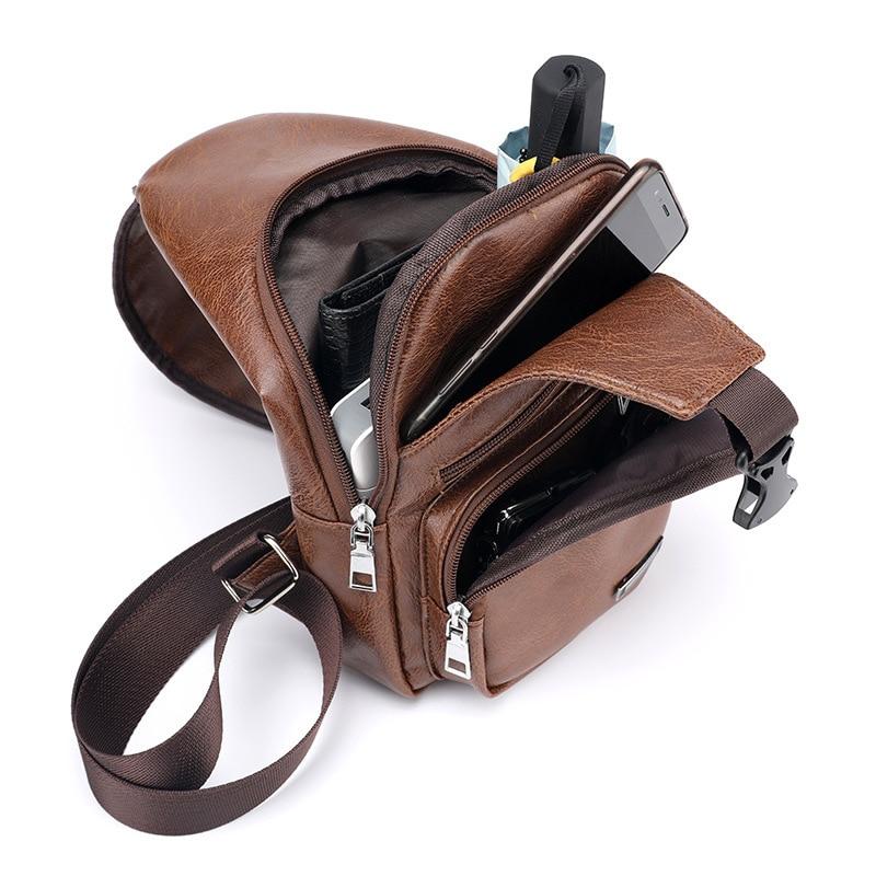 Single-Strap Leather Sling Bag with USB Port - Image 5