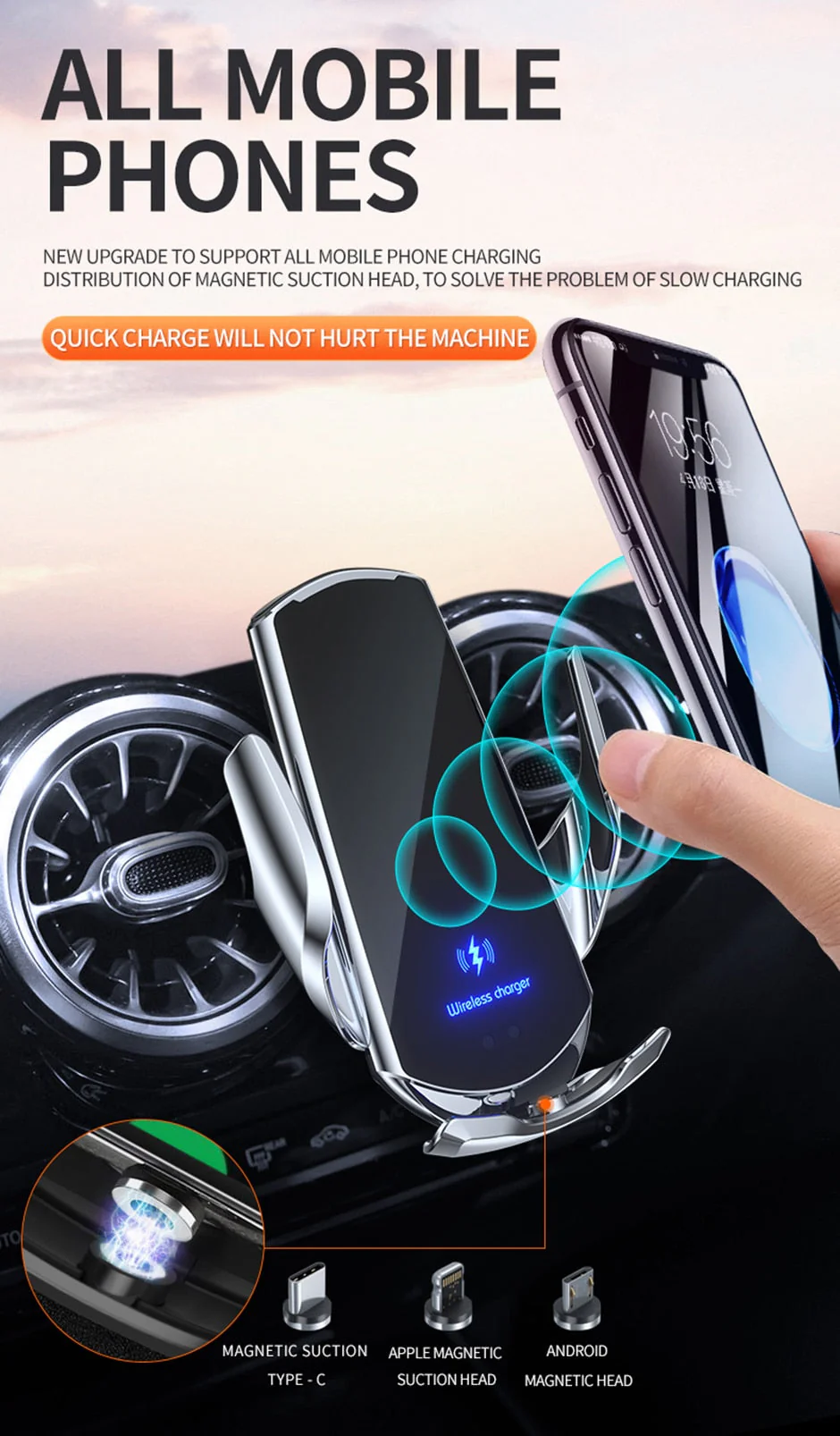 Automatic 3 in 1 Smart 15W Fast Wireless Charger Phone Mount - Image 10