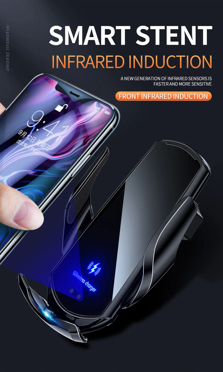 Automatic 3 in 1 Smart 15W Fast Wireless Charger Phone Mount - Image 13