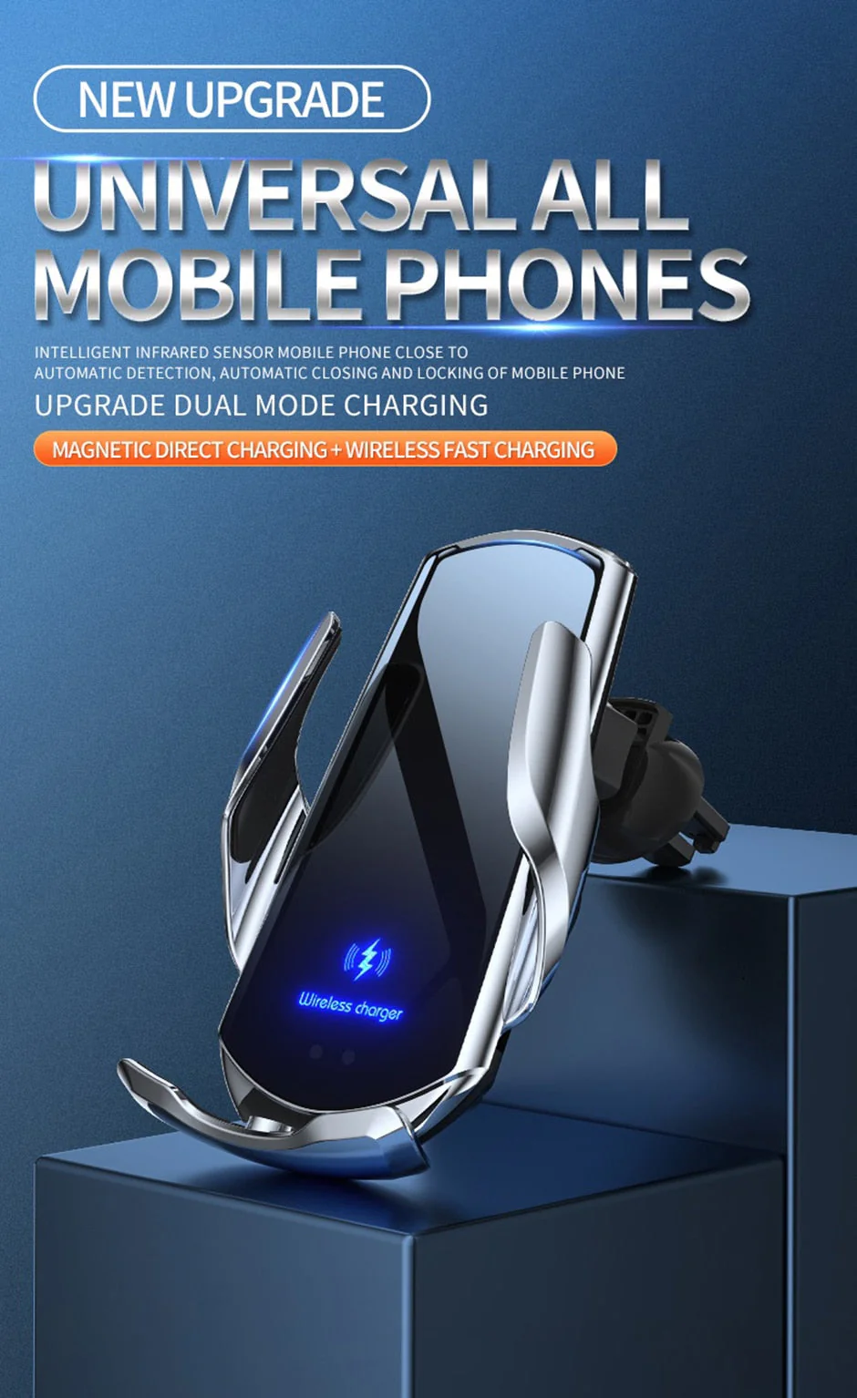 Automatic 3 in 1 Smart 15W Fast Wireless Charger Phone Mount - Image 8