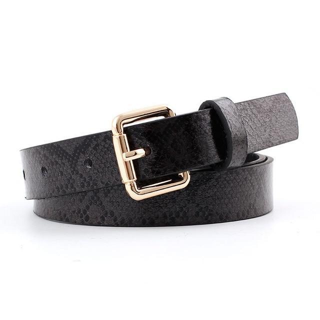 Snake-Skin Pattern Women's Leather Belt - Image 3