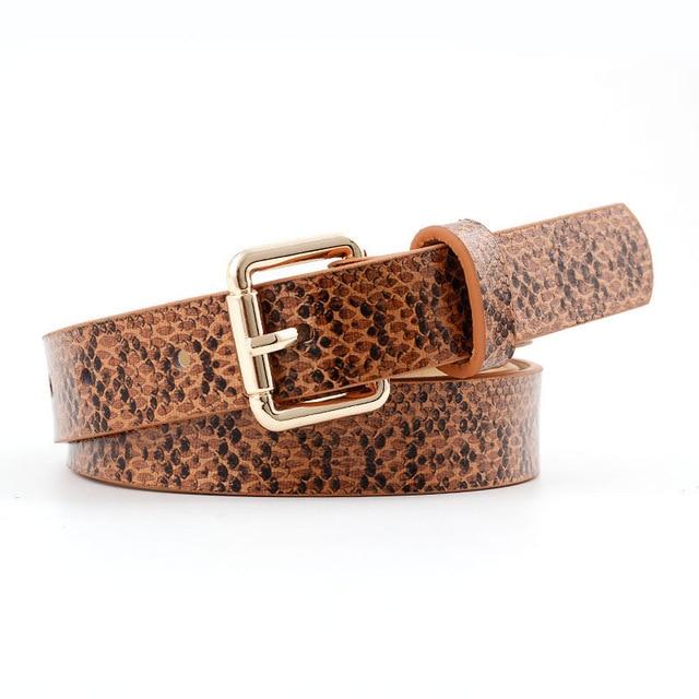 Snake-Skin Pattern Women's Leather Belt - Image 4
