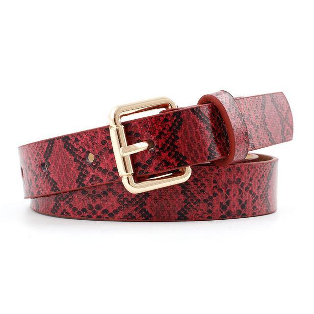 Snake-Skin Pattern Women's Leather Belt - Image 6