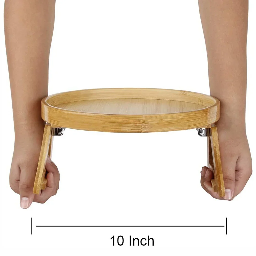 Practical Comfort Clip-On Tray Natural Bamboo Sofa Armrest Try - Image 7