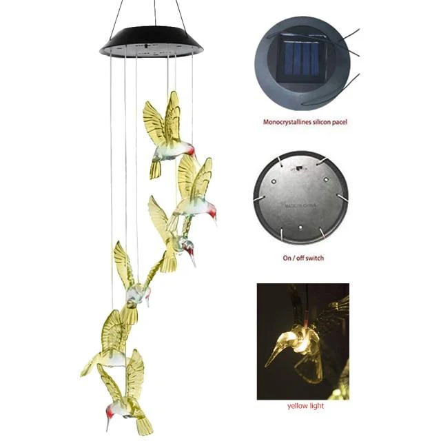 Solar LED Lights Hummingbird Wind Chimes - Image 12