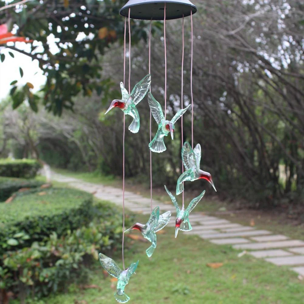 Solar LED Lights Hummingbird Wind Chimes - Image 9