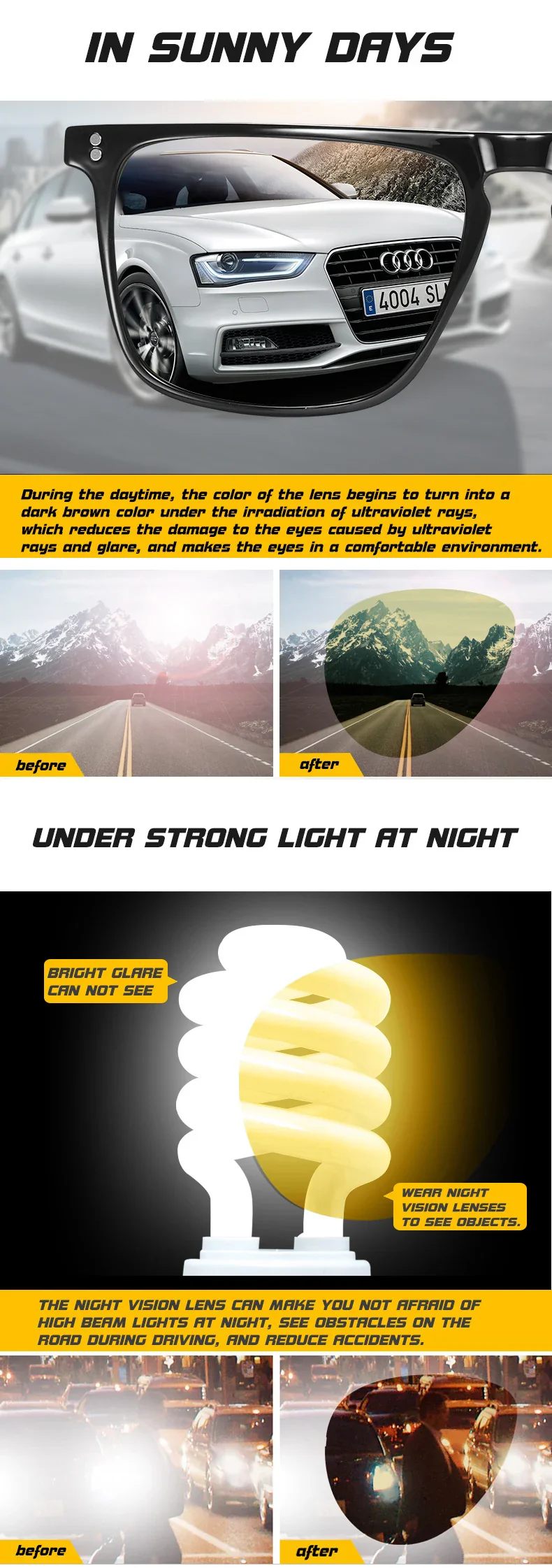 Anti-Glare Photochromic Polarized Day & Night Vision Driving Sunglasses - Image 16