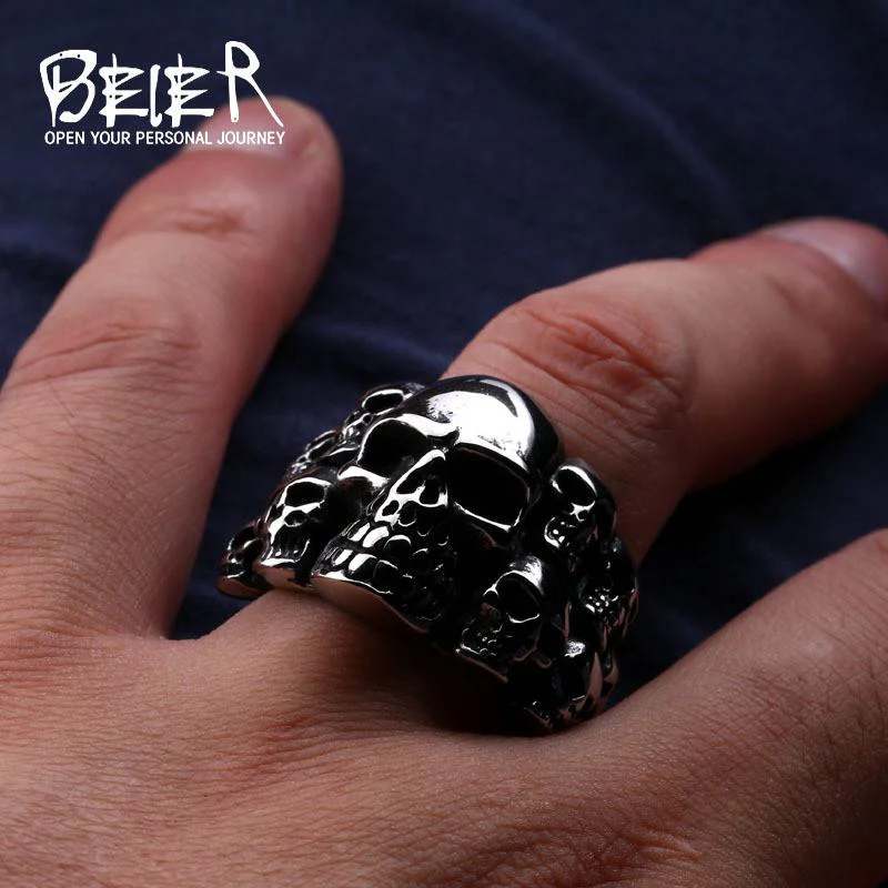 Stainless Steel Multi-Skull Ring - Image 3